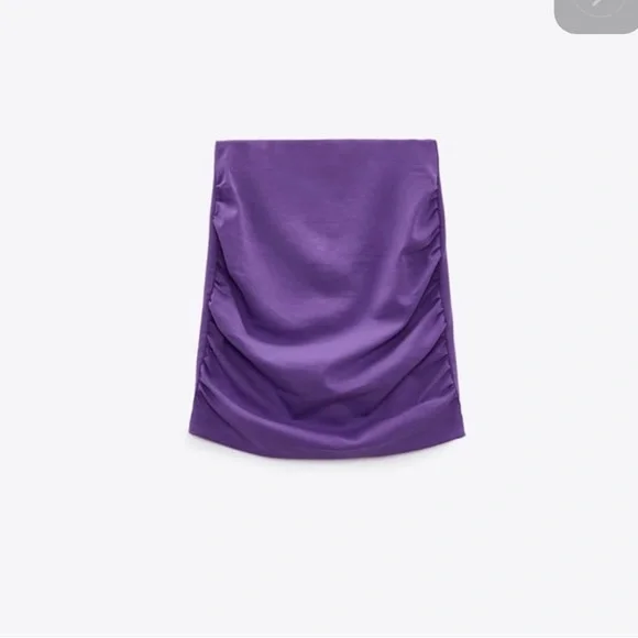 Zara relaxed Cocktail Mini Skirt with side ruching in gorgeous shade of mauve❣️ - Picture 2 of 8